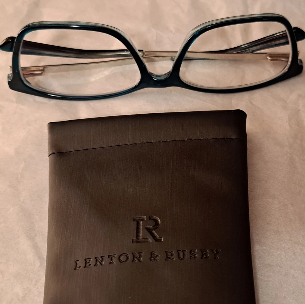 Linton & Rusby Glasses Frames. Colorblock Forest Greens With Goldtone Arms.